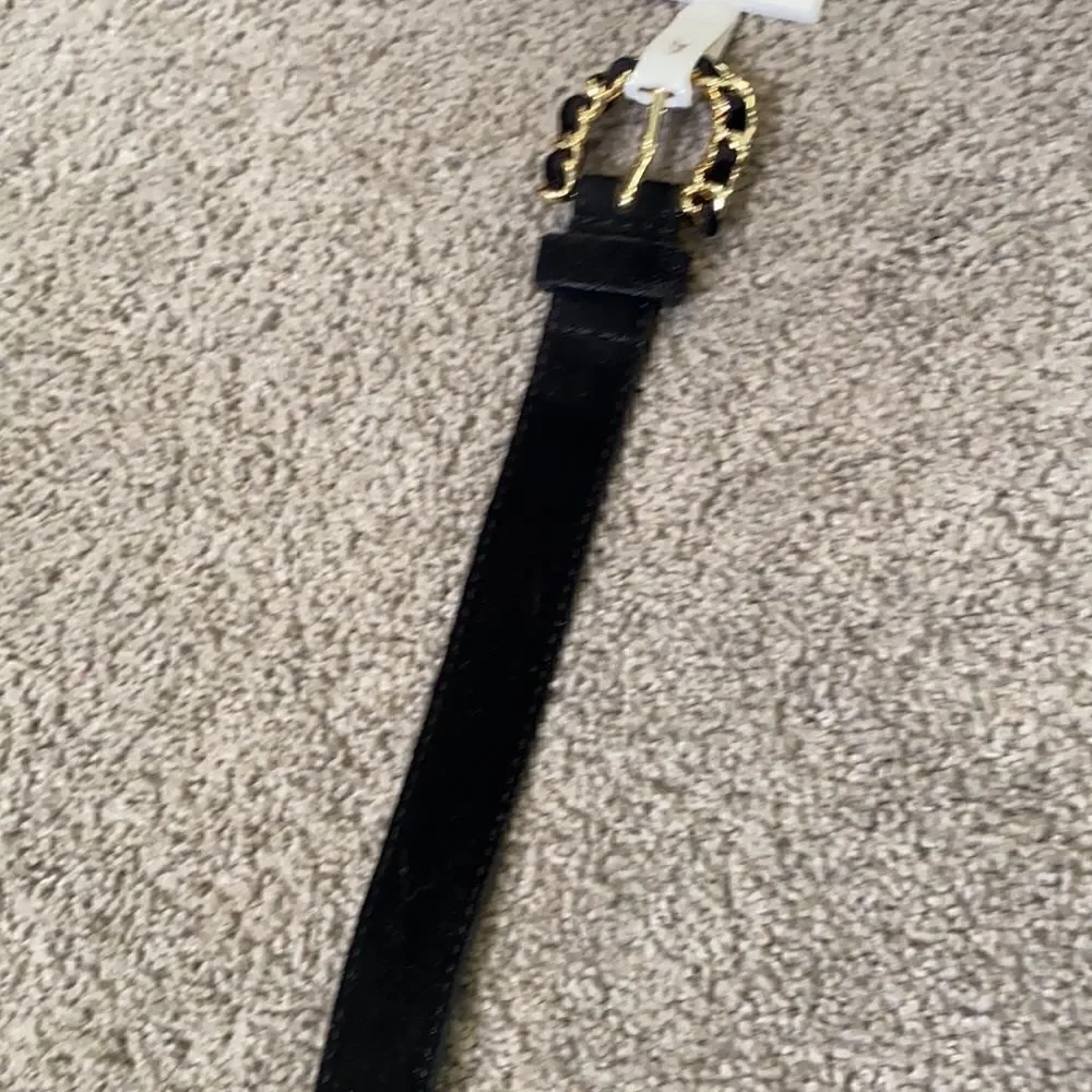 Women’s Black Velvet Belt with Gold Buckle Size XXL NWT